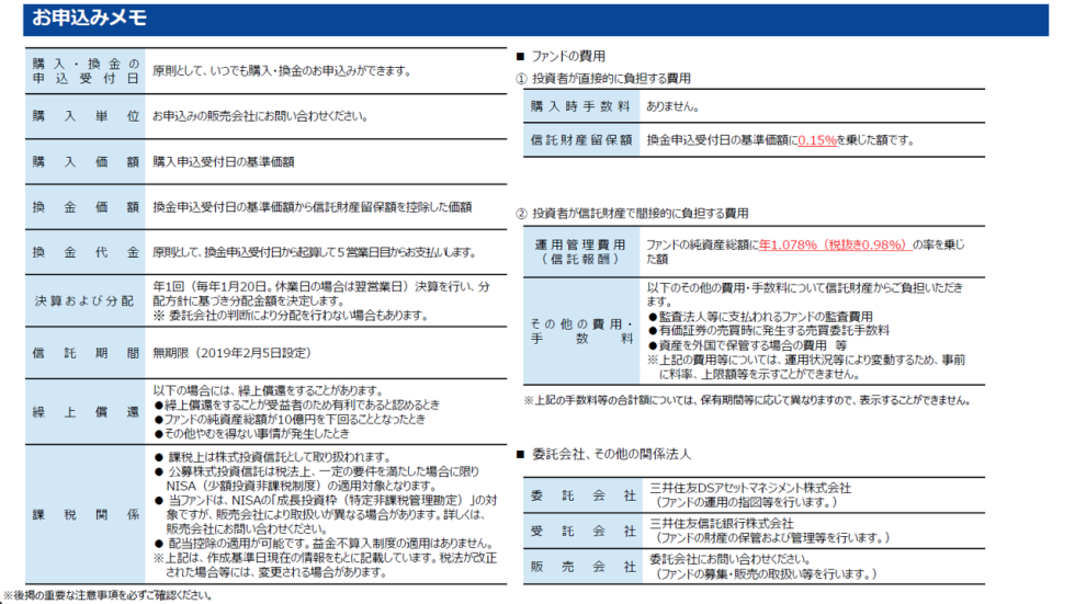 アクティブ元年・日本株ファンド お申込みメモ