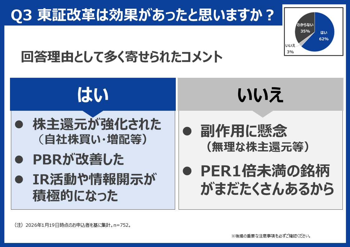 Q3 「東証改革」は効果があったと思いますか？②